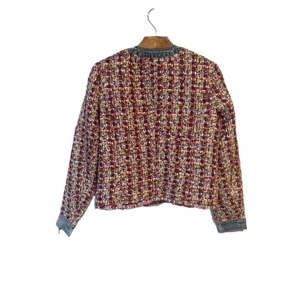 Ecru Womens Small Tweed Knit Button Up Jacket Beetroot - Picture 12 of 13